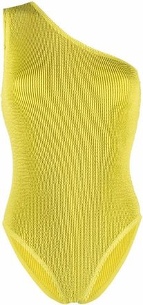 Bottega Veneta Plisse One-Shoulder Swimsuit, Size S