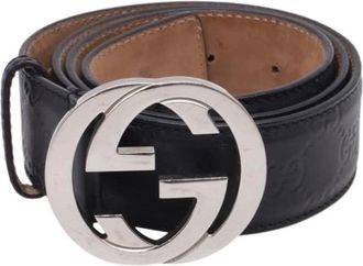 Gucci Pre-owned Guccissima Interlocking G Buckle Belt - Dames - Vintage Accessoires - Zwart - ONE Size - Leer - Vintage