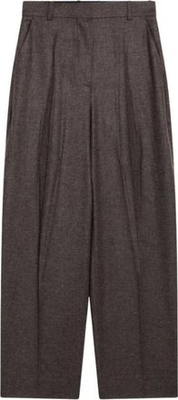 Toteme Broek met hoge taille - Dames - Wijde Broeken - Bruin - XS - Leer - Broeken