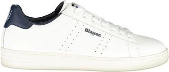 Blauer Witte leren heren sneaker - Heren - Sneakers - Wit - 45 EU - Schoenen