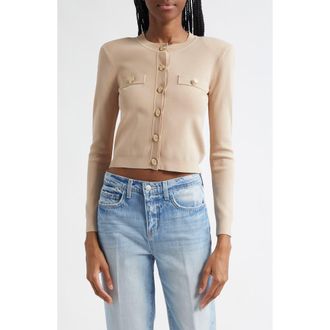 L'agence Toulouse Crewneck Cardigan in Almond at Nordstrom Rack, Size Medium