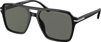 Prada Gepolariseerde Groene Zonnebril - Heren - Zonnebrillen - Zwart - 55 MM - Accessoires