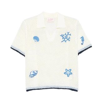 MC2 Saint Barth Polo Shirts, female, White, Size: M Pixie Kint Lace Polo