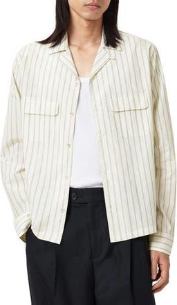 AllSaints Stanley Stripe Button-Up Shirt in Soap White at Nordstrom Rack, Size Xx-Large
