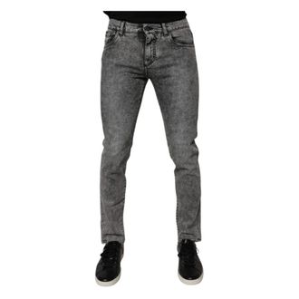 Dolce & Gabbana Slim Fit Jeans, male, Gray, S, Dark Grey Slim Fit Denim Jeans