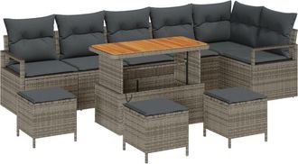 vidaXL Garden Sofa Set with Cushion 10 pcs Grey Poly rattan Vidaxl