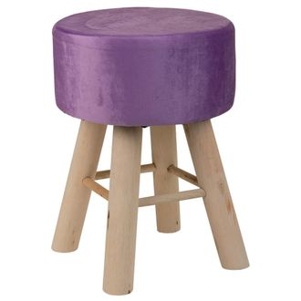 Wanderlust Deco Wanderlust Deco - Taburete De Madera Y Forrado De Tela Lila 32x32x44