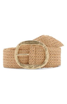 Mango Natural Fiber Belt in Beige at Nordstrom, Size Medium