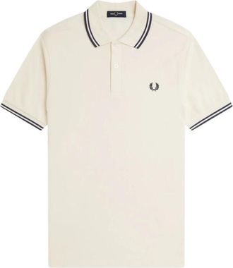 Fred Perry Double Stripe Polo Shirt - Heren - Polos - Beige - L - Katoen - Tops