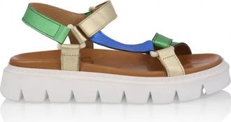 DWRS Samos - Sandaal | Green / Blue - Dames - Sandalen - Veelkleurig - 39 EU - Leer - Schoenen