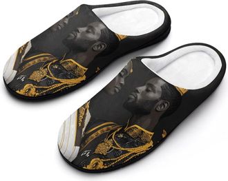 Generic African Black King And Queen Mens House Slippers Memory Foam Washable Cotton Slip on Home Shoes