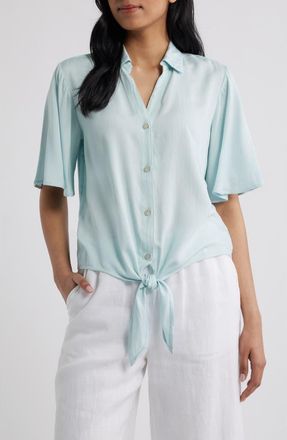 Beach Lunch Lounge Roxanna Tie Hem Shirt in Sea Salt at Nordstrom, Size X-Large