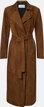 Nour Hammour Cappotto Winona in suede con cintura