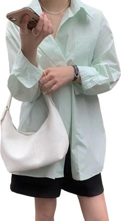 Generic Cymwer PU Shoulder Bag Solid Color Underarm Bags Handbag Purse for Women Work (Black)