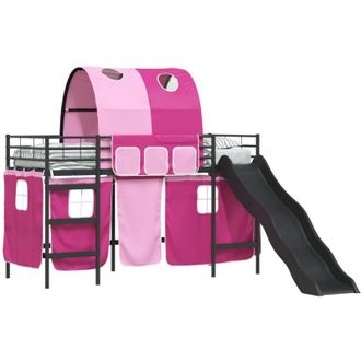 vidaXL Estructura De Litera Para Ni&ntilde;os Negro Y Rosa 90 X 190 Cm Metal Vidaxl