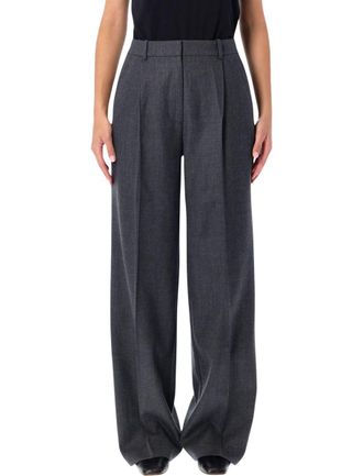 Anine Bing Dark Grey Wide-Leg Wool Trousers