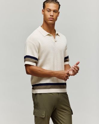 Psycho Bunny Mens Lochlan Relaxed Johnny Collar Polo 250 PRISTINE / XXXL