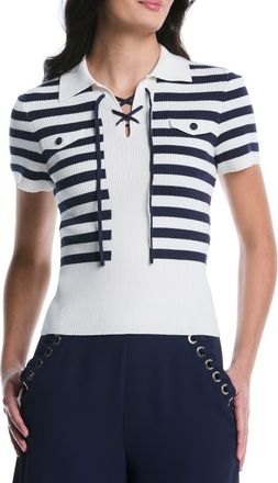 Shelli Segal Tie Front Short Sleeve Top in Peacoat at Nordstrom Rack, Size X-Large