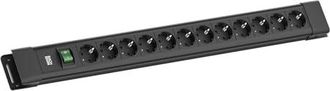 Bachmann Connectus - Regleta De 12 Enchufes (resistente, Con Interruptor Y Cable De 2 M), Color Negro