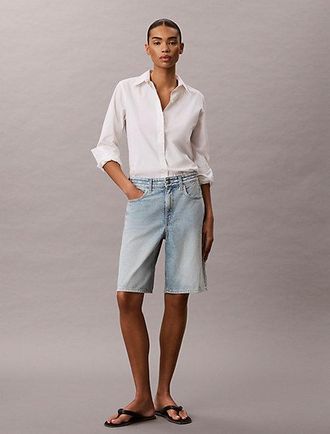 Calvin Klein Logo Tape Denim Bermuda Shorts