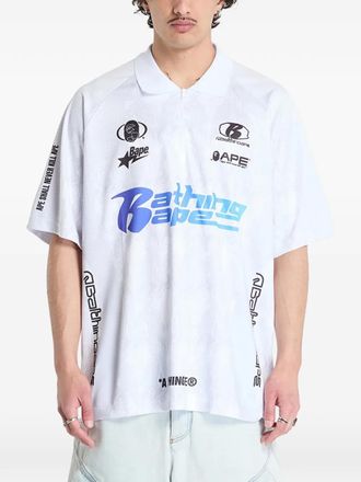 A Bathing Ape flame-print half-zip jersey - unisex - Polyester - L - White