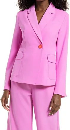 Amy Lynn One-Button Blazer in Bright Pink at Nordstrom, Size Medium