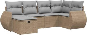 vidaXL Vidaxl - Juego De Sof&aacute;s Jard&iacute;n Con Cojines Beige Mezcla 6 Pzas Rat&aacute;n Pe