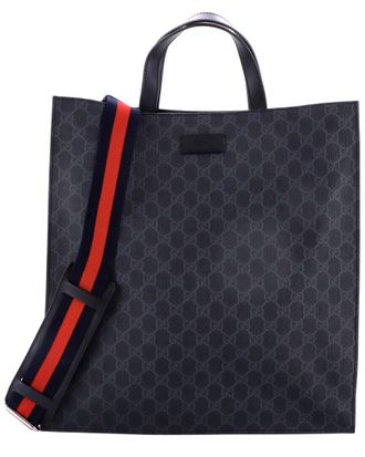 Gucci Black Gg Coated Canvas Convertible Soft Open Tote Tall (Authentic Pre- Loved)