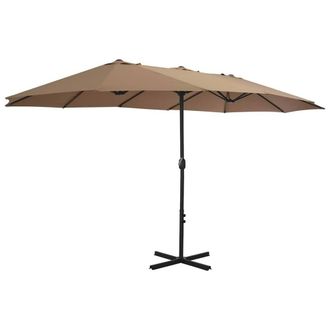 Berkfield Home Outdoor Parasol with Aluminium Pole 460x270 cm Taupe in Beige