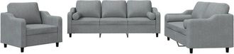vidaXL Vidaxl - Juego De Sof&aacute;s Con Cojines 3 Piezas Tela Gris Claro