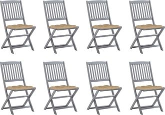 vidaXL Sillas De Jard&iacute;n Plegables 8 Uds Y Cojines Madera Maciza Acacia Vidaxl