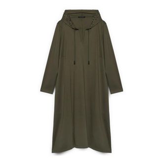 Fiorella Rubino Kleedjes, Dames, Groen, XL, Nylon, Lange Jurk met Capuchon