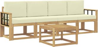 vidaXL Conjunto De Sof&aacute;s De Exterior 5 Uds. Blanco Y Crema Vidaxl
