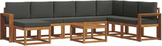 vidaXL Conjunto De Sof&aacute;s De Exterior 9 Uds. Natural Y Antracita Vidaxl