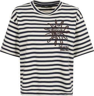 Max Mara Gestreept T-shirt van katoenjersey - Dames - T-shirts - Veelkleurig - XL - Katoen - Tops