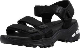 Skechers Womens DLites-Fresh Catch Wedge Sandal, Black/Black, 5 UK