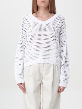 Brunello Cucinelli White Openwork Cotton Sweater, Size X-Large