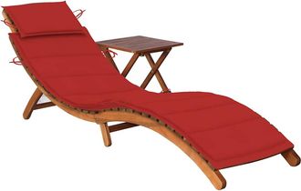 vidaXL Tumbona De Jard&iacute;n Con Mesa Y Coj&iacute;n Madera Maciza De Acacia Vidaxl