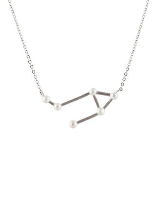 Splendid Pearls Silver 2-3Mm Pearl Zodiac Pendant Necklace