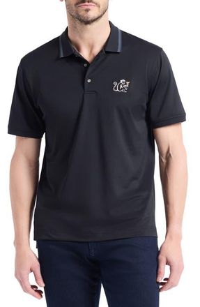 Robert Graham Monkey Business Embroidered Cotton Piqu&eacute; Polo in Black at Nordstrom, Size Xxx-Large