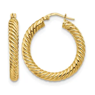 Diamond2Deal 14K Yellow Gold Twisted Fancy Hoop Earrings