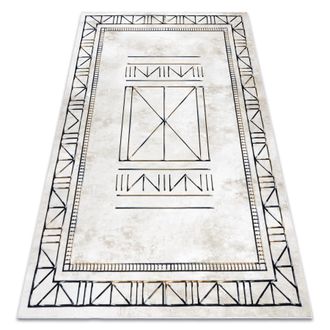 RugsX Rugsx - Antika Alfombra 125 Tek, Marco Moderno, Griego Lavable - Beige / Gris Beige 120x170 Cm