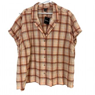 Eddie Bauer Womens Packable Button Up Camp Shirt - Plus In Apricot