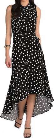 Frank Lyman Design Sleeveless Polka Dot Dress In Black/white