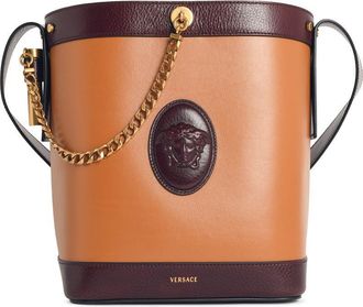 Versace Borsa a secchiello piccola marrone Lear Versace Pivot