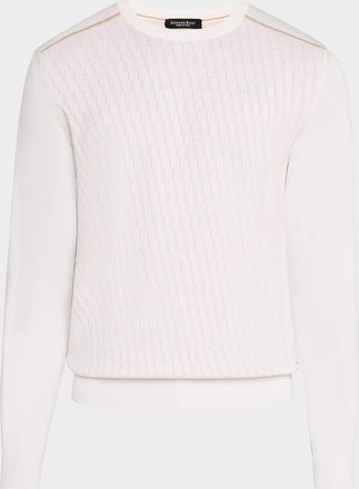 Stefano Ricci Mens Silk and Cotton Crewneck Sweater