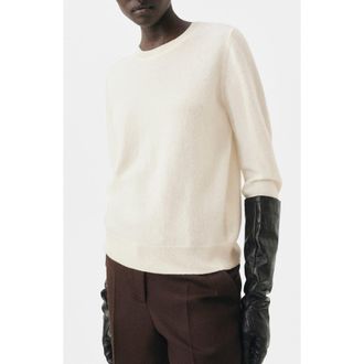 Mango Selection Crewneck Cashmere Sweater in Ecru at Nordstrom Rack, Size Medium