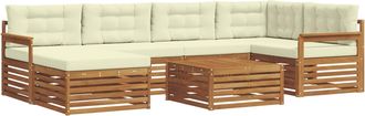 vidaXL Conjunto De Sof&aacute;s De Exterior 7 Uds. Natural Y Crema Vidaxl