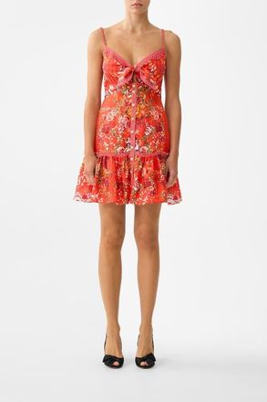Camilla Tie Front Short Dress With Hem Ruffle in Ol&eacute; Ol&eacute; at Nordstrom, Size Xx-Large Au