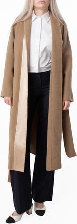 Ferragamo Belted Wrap Wool Coat, Brand Size 44 ( US Size 10 )